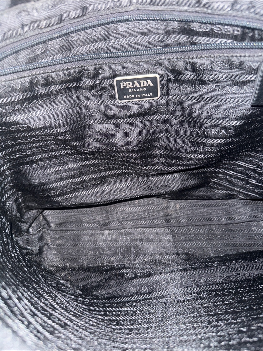 Prada Black Nylon Shopper Tote with Triangle Logo Plaque - Picture 9 of 13